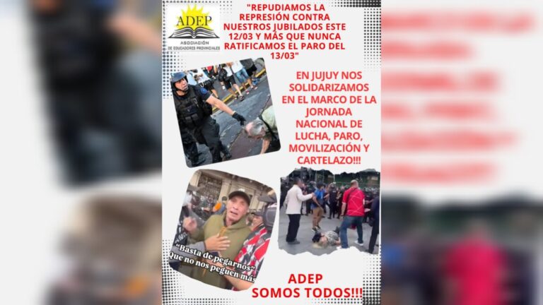 Docentes de Adep ratifican el paro y repudian la represión a jubilados