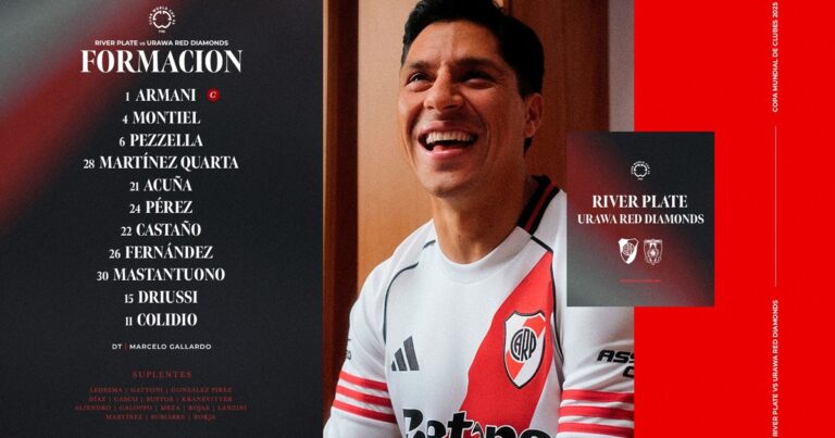 La formación confirmada de River para el debut con Urawa en el Mundial de Clubes