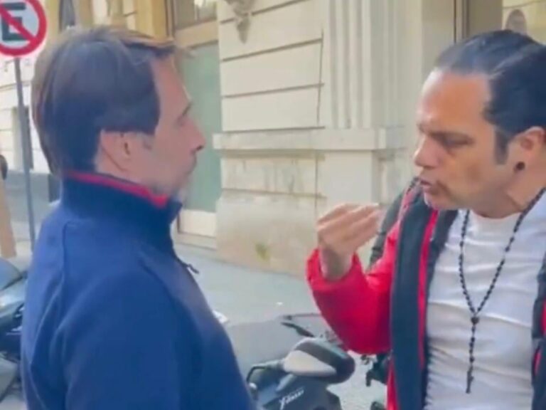 El candidato a diputado Marcelo Peretta lo fue a buscar a Feinmann a la radio, lo increpó y le pateó la puerta del auto