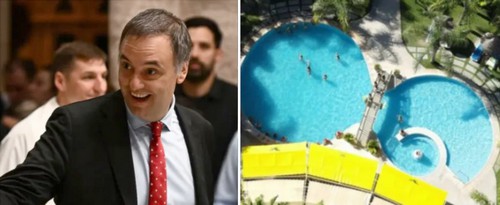 Manuel Adorni en el buffet del hotel Bolacuá en Gualeguaychú